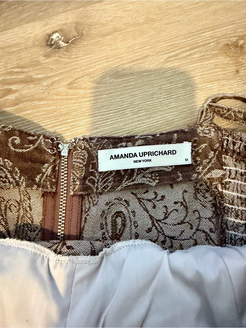 NWOT Amanda Uprichard Taylor Skort Romper in Brown Paisley Med - Picture 11 of 11